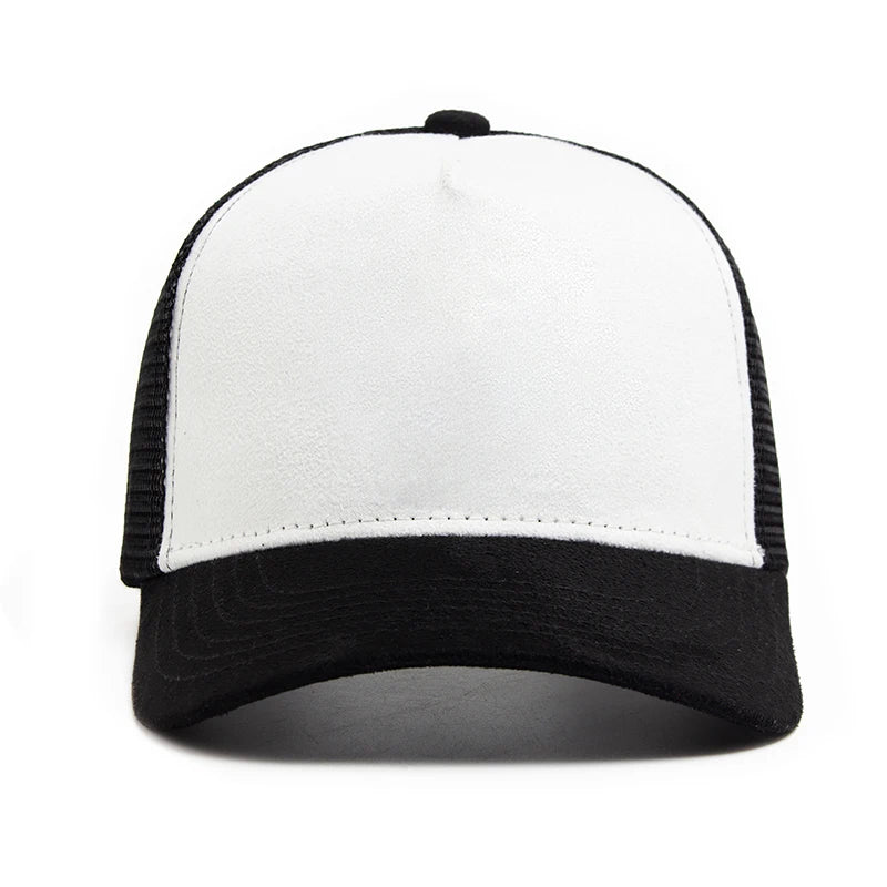 New Summer Suede Trucker Hat Men Mesh Baseball Cap