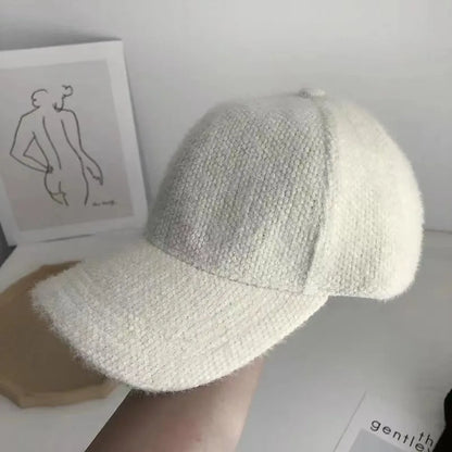 Casual Solid Color Baseball Cap Rabbit Hair Adjustable