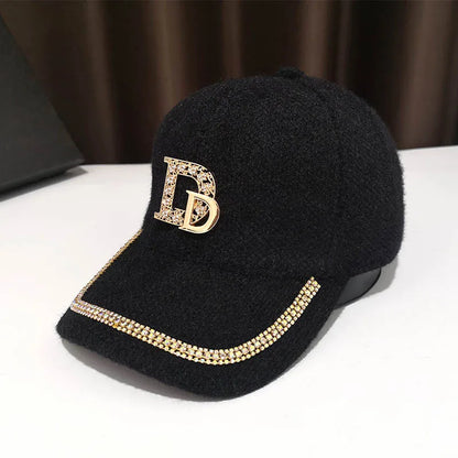 Fashion Diamond D Letter Baseball Cap For Women Summer