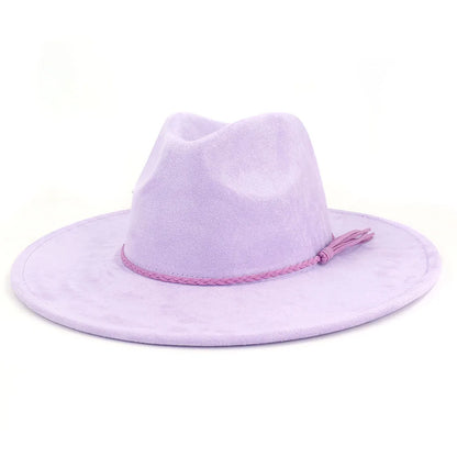 Malachite Green Suede Hat Wide Brim Fedora Hat Men Women Autumn Winter