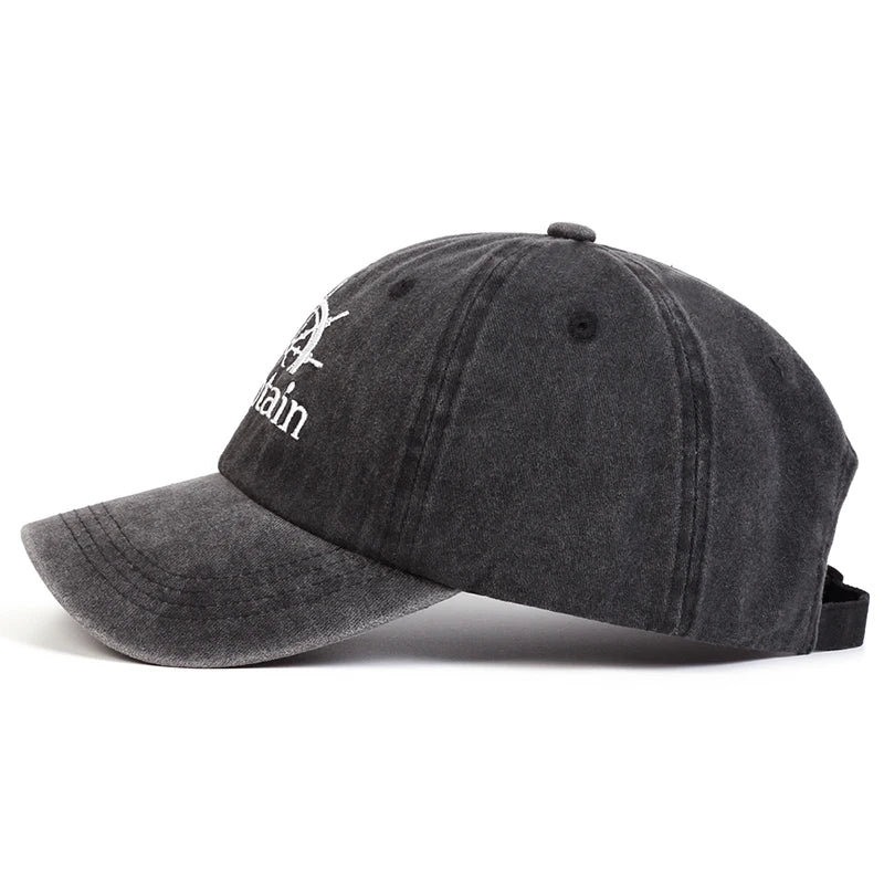 Unisex Captain/First Mate Letter Embroidery Wash Baseball Caps Spring and Autumn