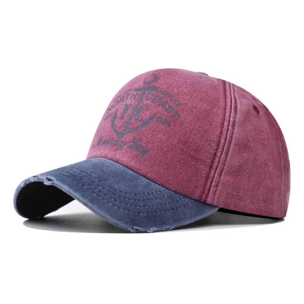Retro Washed Letter Print Cap Outdoor Sports Baseball Cap
