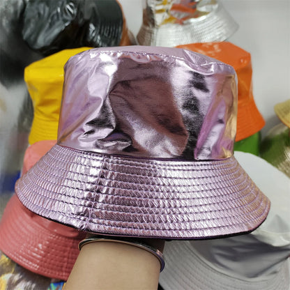Colorful Shiny Leather Two Sided Fisherman Hat Women's and Men's