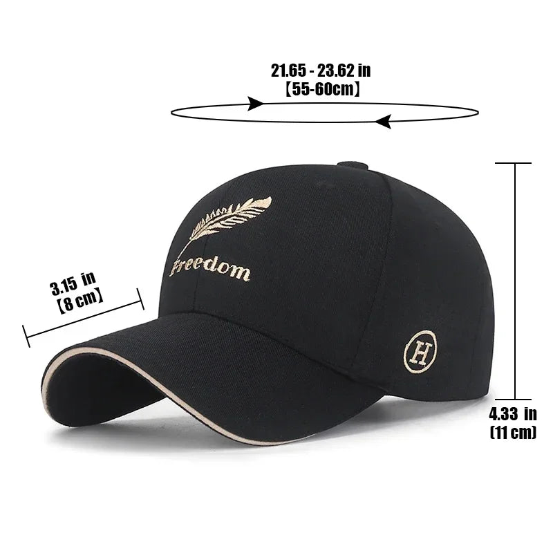 Feather Wheat Ear Embroidery Cotton Baseball Cap New Outdoor Casual Sport Sun Caps