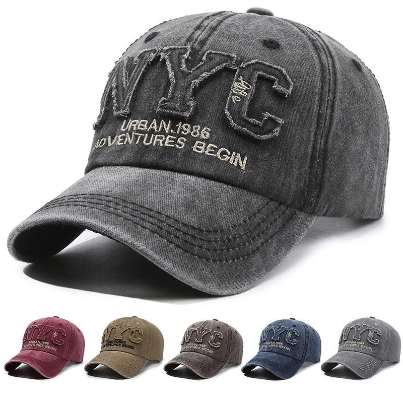 Arrival Vintage Big Letter NYC Baseball Cap Men Cotton Washed Spring Autumn For Women