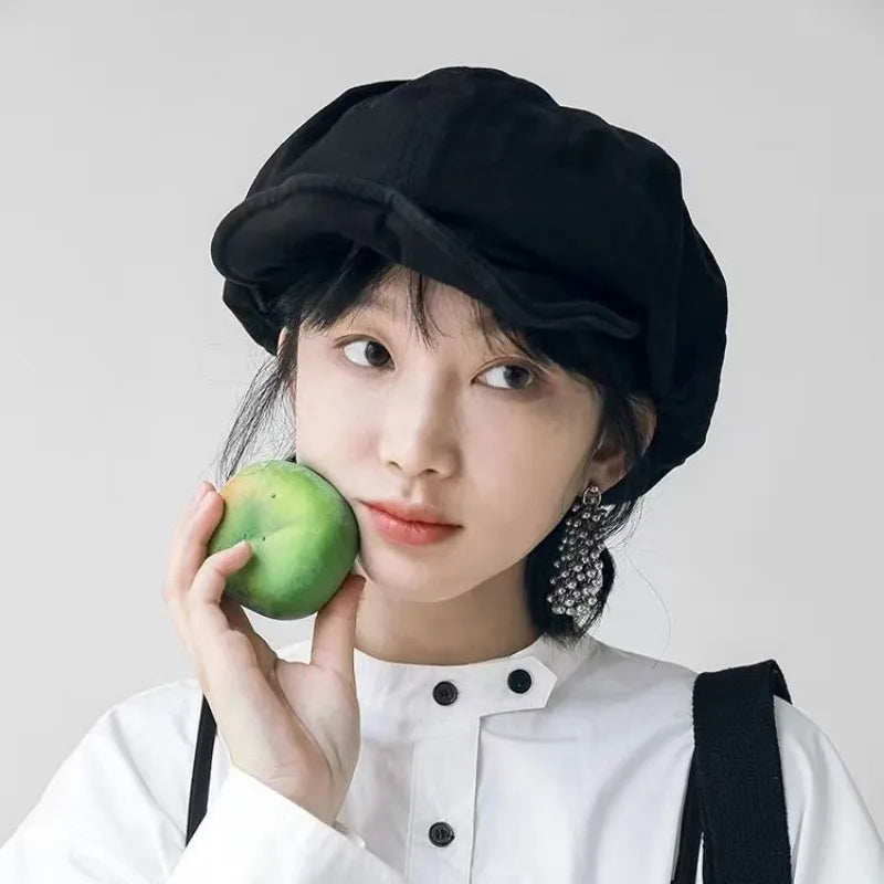 Harajuku Retro Style Oversized Berets Caps For Women Spring Summer