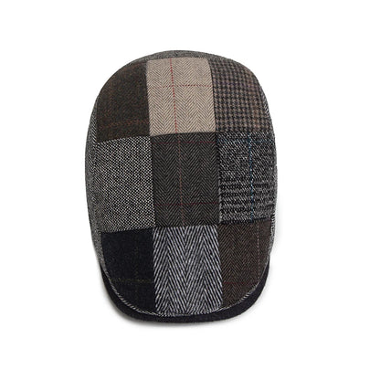 New Vintage Wool Patchwork Beret Men Autumn Winter Warm Newsboy Hat