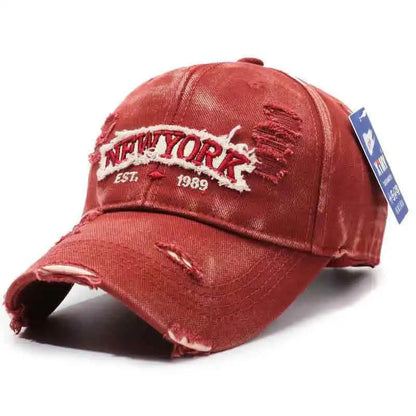 Unisex Vintage Washed Ripped Denim Baseball Cap