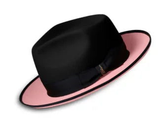 Men Women Wool Felt Fedora Hat Retro British Style Two Tone Jazz Cap
