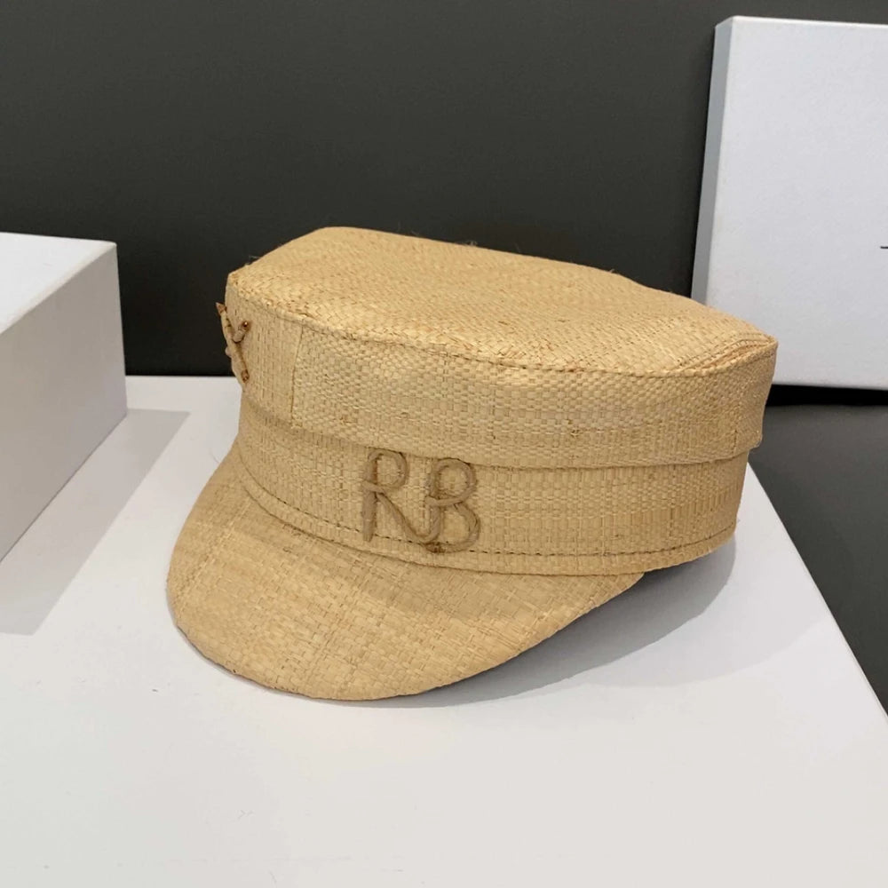 Cap Newsboy Caps Women Raffia Straw Flat Top Caps