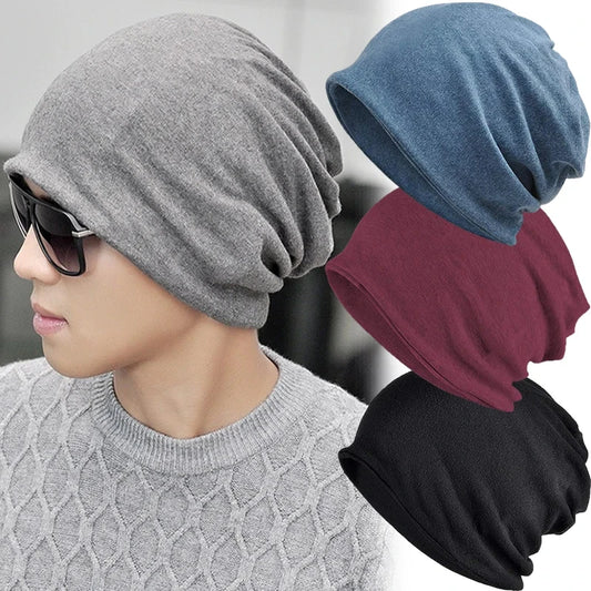 Cotton Slouchy Beanies For Men Vintage Hip-Hop Slouchy Hat Autumn Winter