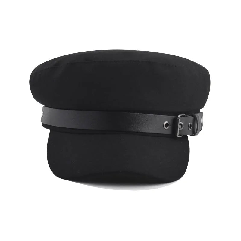 Belt Buckle Flat Top Duck Hat Fashion Trend Beret Artist Octagonal Cap