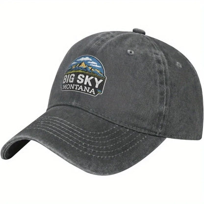 Big Sky Montana Mountains Baseball Cap Vintage Washed Distressed