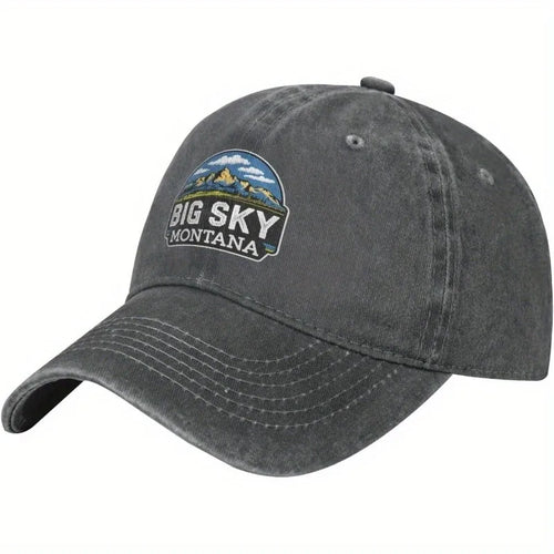 Big Sky Montana Mountains Baseball Cap Vintage Washed Distressed
