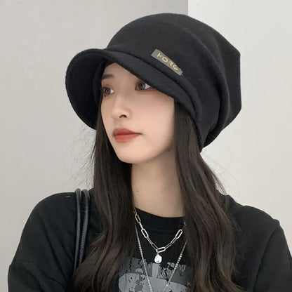Versatile Soft Knitted Hat Elastic Thickened Peaked Cap