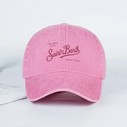 Saint Barth "The Place To Be" Print Washed Baseball Cap