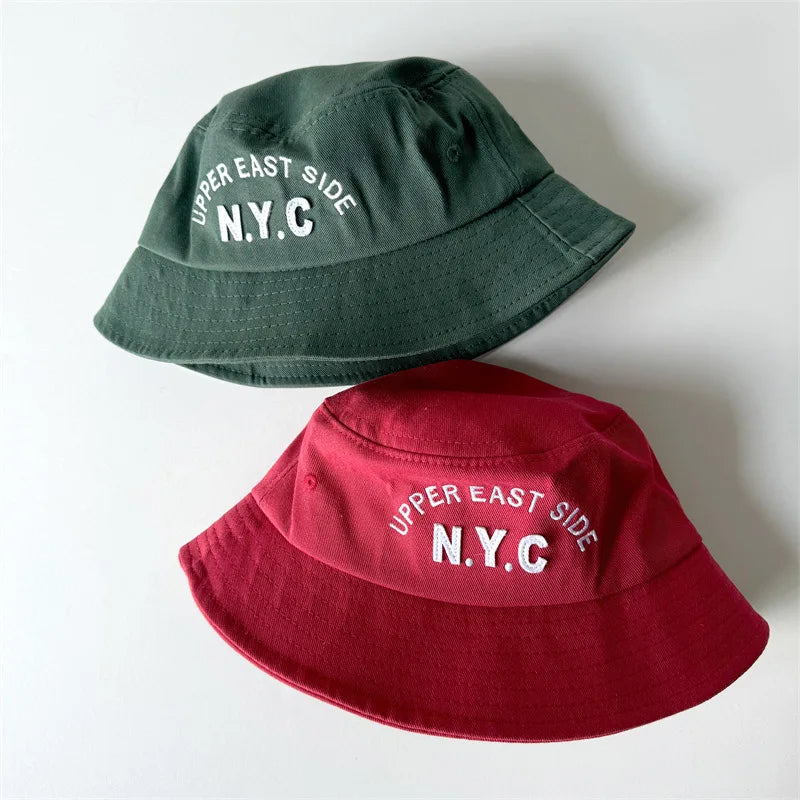 Spring Girls Embroidery Letters Wide Brim Children Sun Hat