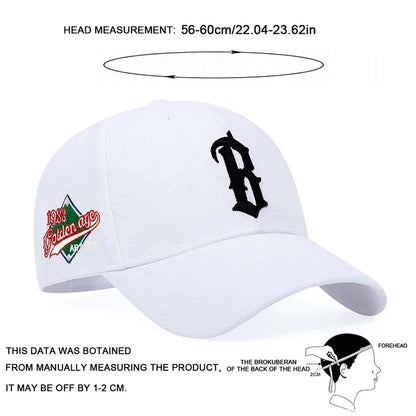 Unisex B Letter Embroidery Baseball Caps Adjustable Casual Hats