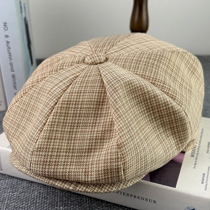 Summer Flax Newsboy Caps Breathable Octagonal Hat