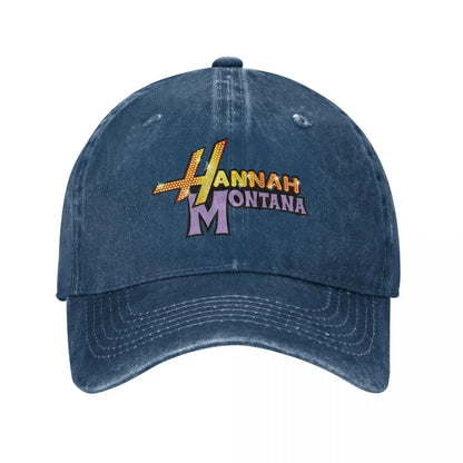 Hannah Montana Logo Baseball Cap Fashion Distressed Washed Miley Cyrus Funny