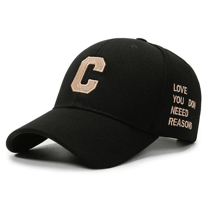 White Golden Letter Baseball Cap For Men