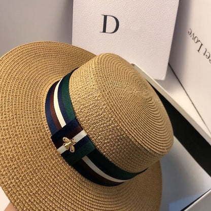 Women Summer Wide Brim Straw Hat Multicolor