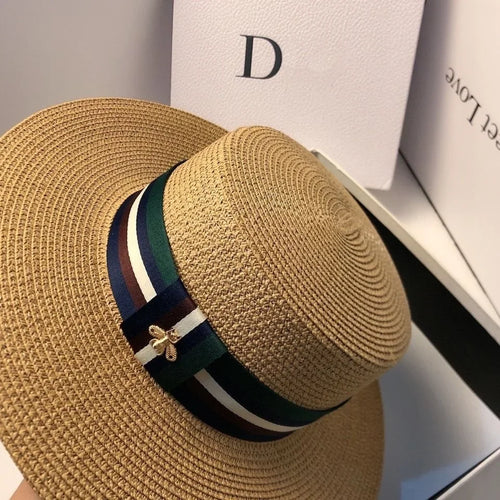 Women Summer Wide Brim Straw Hat Multicolor