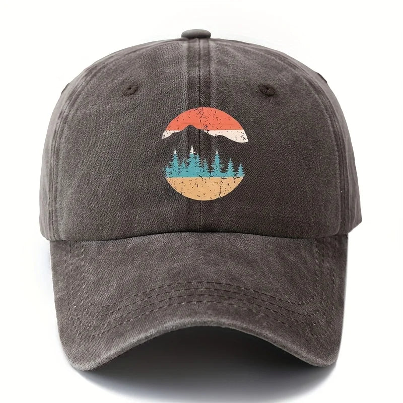 Mountain Sunset Printed Baseball Hat for Men and Women Suitable for Camping, Hiking, Leisure