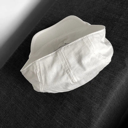Spring Summer Linen Newsboy Cap New White Breathable Beret Men's Women's