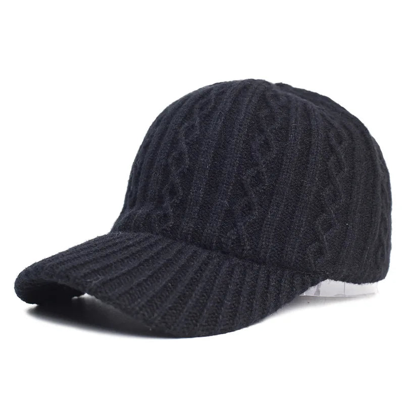Autumn and Winter Knitted Wool Baseball Cap Korean Style Warm Solid Color Plain Duckbill Cap Versatile Fashionable