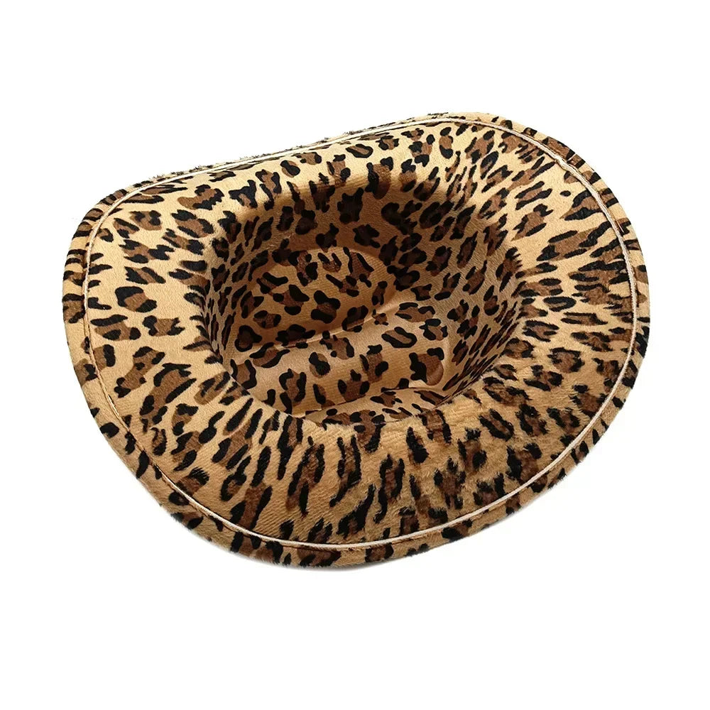 Western Style Leopard Cow Print Sun Hat Women's