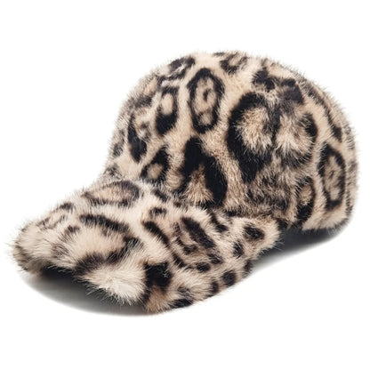 Chic Leopard Print Plush Baseball Cap