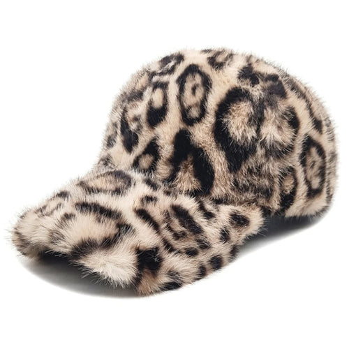 Chic Leopard Print Plush Baseball Cap