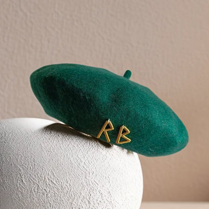 Women's French Beret English Letters Autumn And Winter Wool Hat