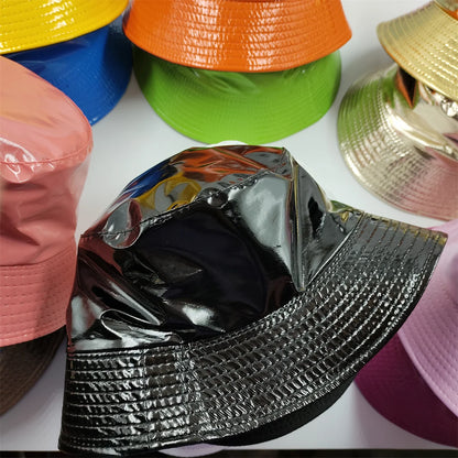 Colorful Shiny Leather Two Sided Fisherman Hat Women's and Men's