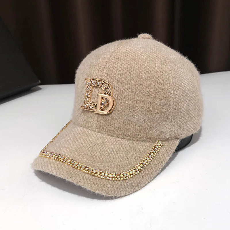 Fashion Diamond D Letter Baseball Cap For Women Summer