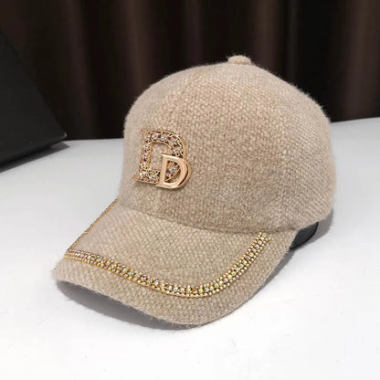 Fashion Diamond D Letter Baseball Cap For Women Summer