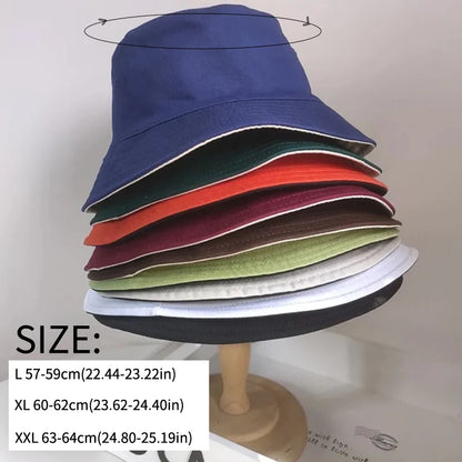 Cotton Bucket Hat Men Women Big Head Fisherman Hat Men