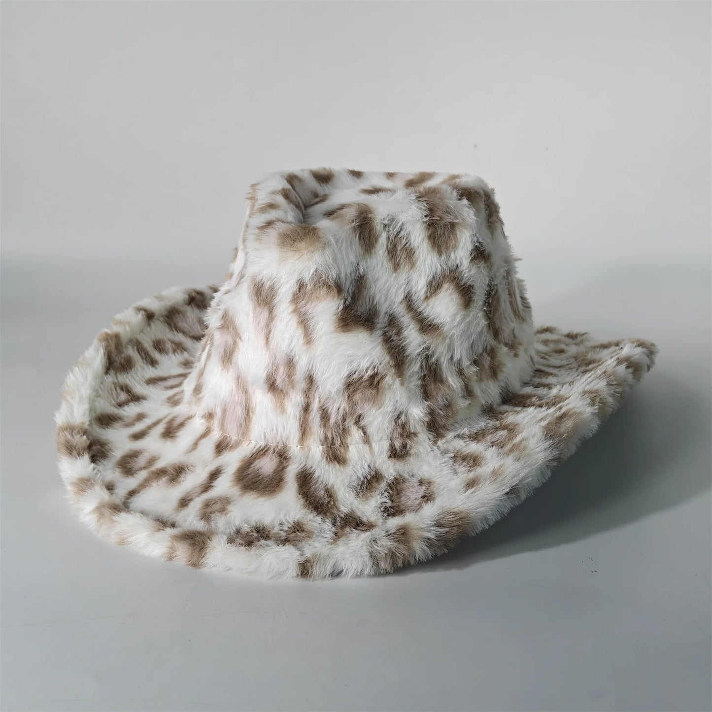 Leopard Print Rabbit Fur Cowboy Hat 7.5cm Western Cowboy Fedora