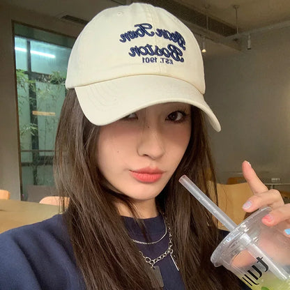 Retro Letter Embroidery Baseball Caps for Women