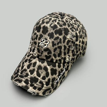 Street Retro Leopard Print Embroidery Baseball Hats