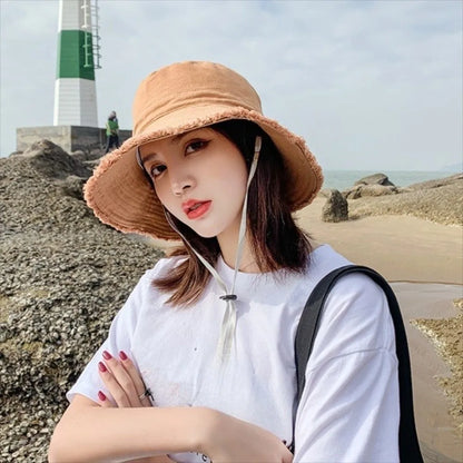 Fashion Adjustable Denim Bucket Hat Big Brimmed UV Protection