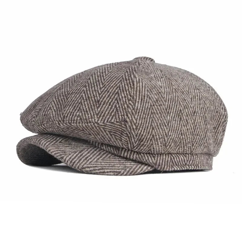 Winter Polyester Solid Warm Newsboy Caps Octagonal Hat