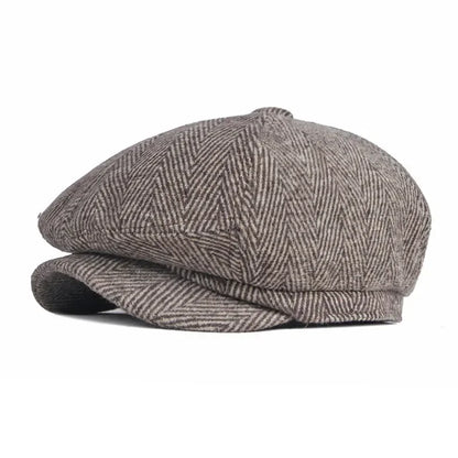 Winter Polyester Solid Warm Newsboy Caps Octagonal Hat