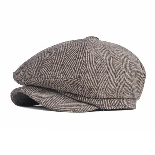 Winter Polyester Solid Warm Newsboy Caps Octagonal Hat