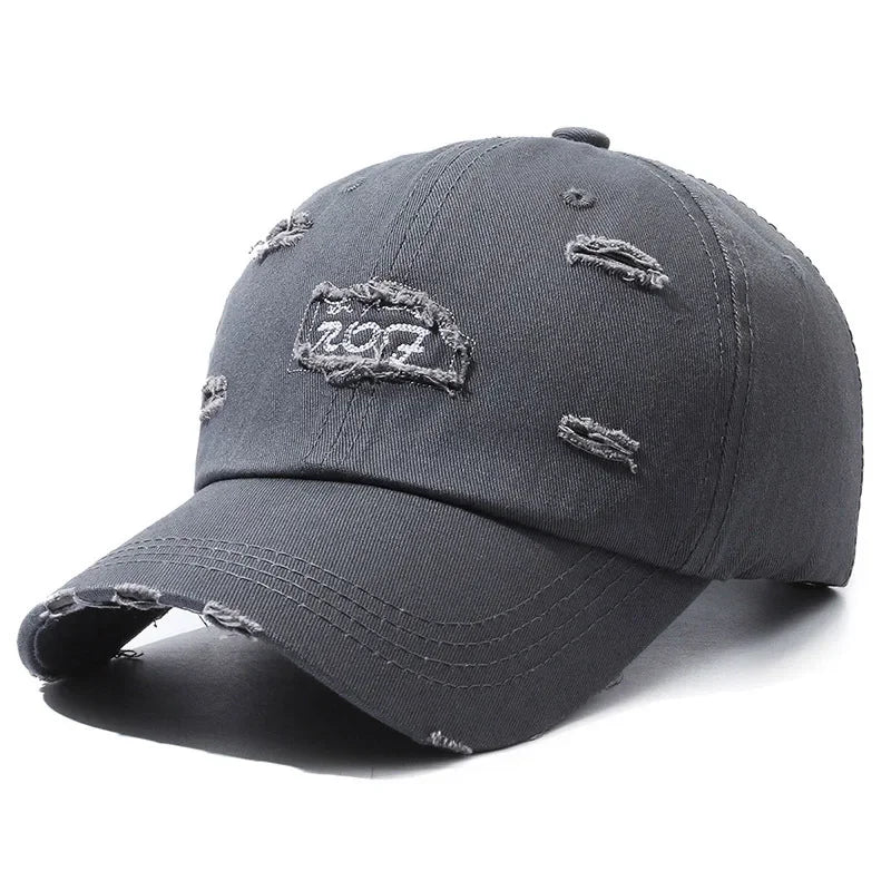 Unisex Distressed Letter Baseball Cap Spring Fall Outdoor