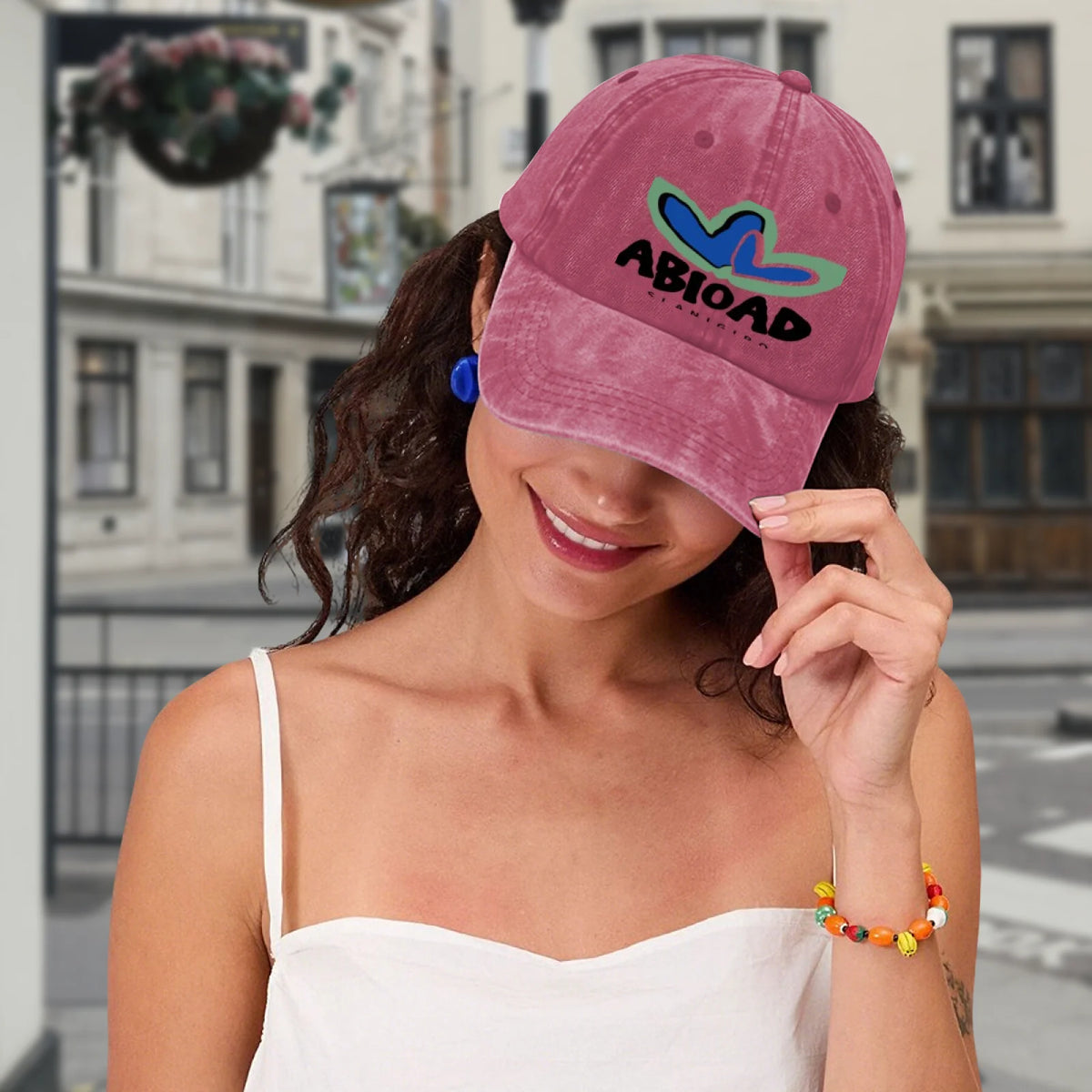 Vintage Washed Baseball Cap Unisex Distressed Abstract Graphic Embroidered Adjustable Hat
