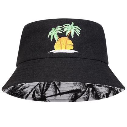 Unisex Sunset Coconut Tree Panama Fisherman Hat for Men Women Bucket Hat
