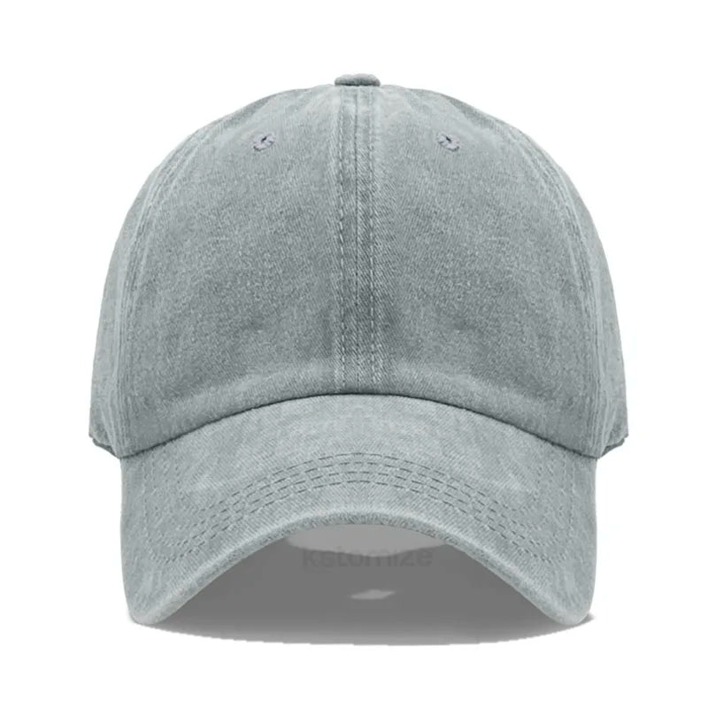 Custom Text Logo Embroidery Vintage Washed Cotton Baseball Cap