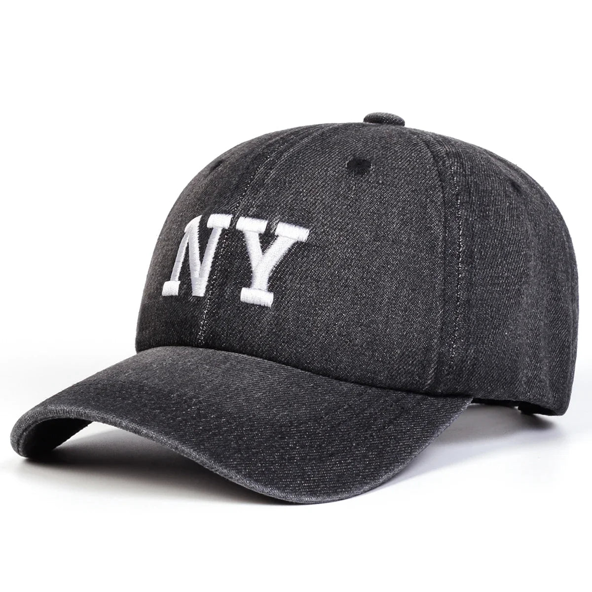 Unisex NY Letter Embroidery Washed Denim Baseball Caps